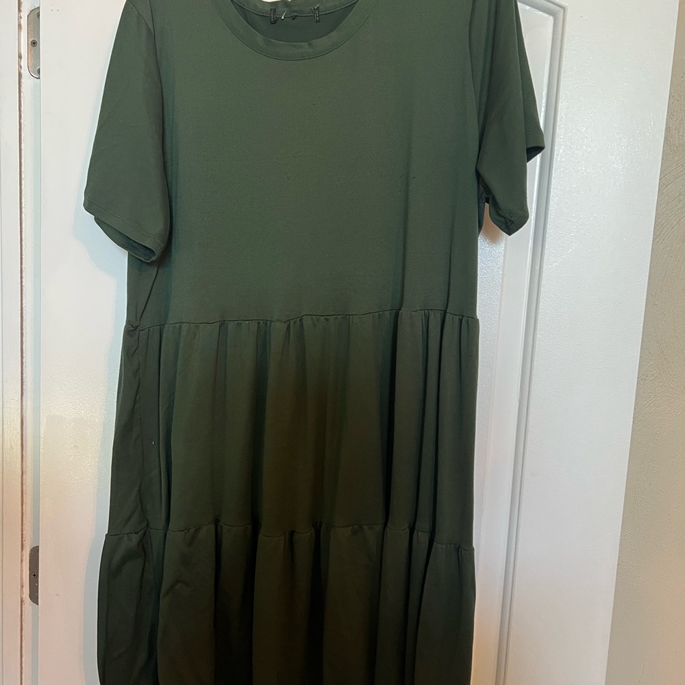 Green Tiered Midi Dress